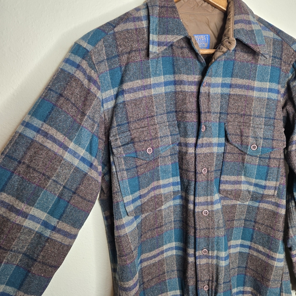 Pendleton Brown And Green Button Down Shirt - image 3